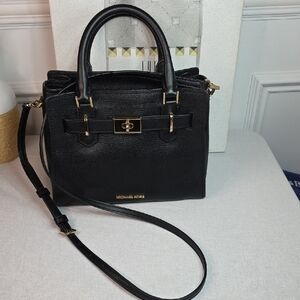 Michael Kors Black Satchel with Gold Accents
